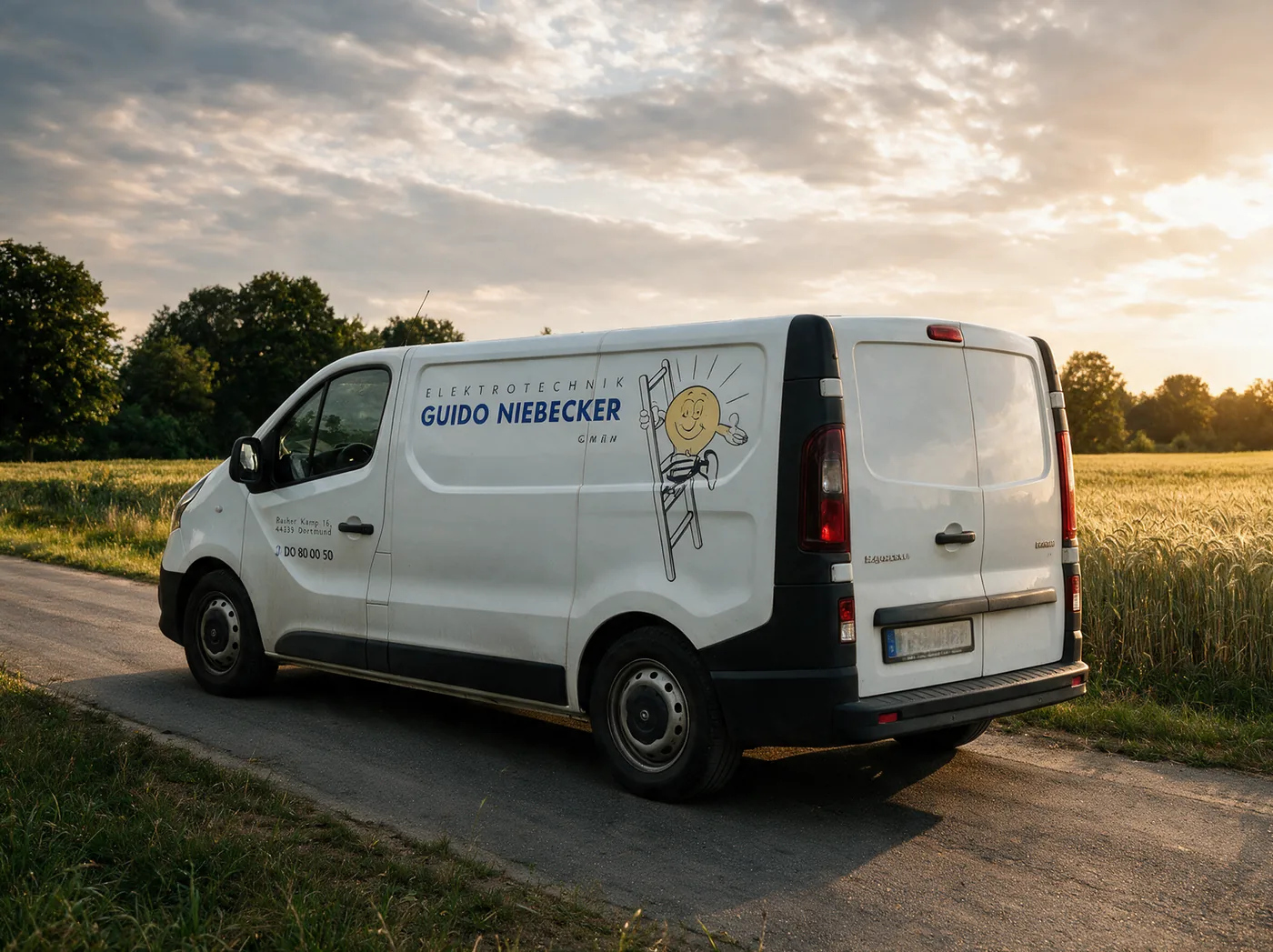 Beschrifteter Firmenwagen der Guido Niebecker Elektrotechnik GmbH aus Dortmund-Brechten